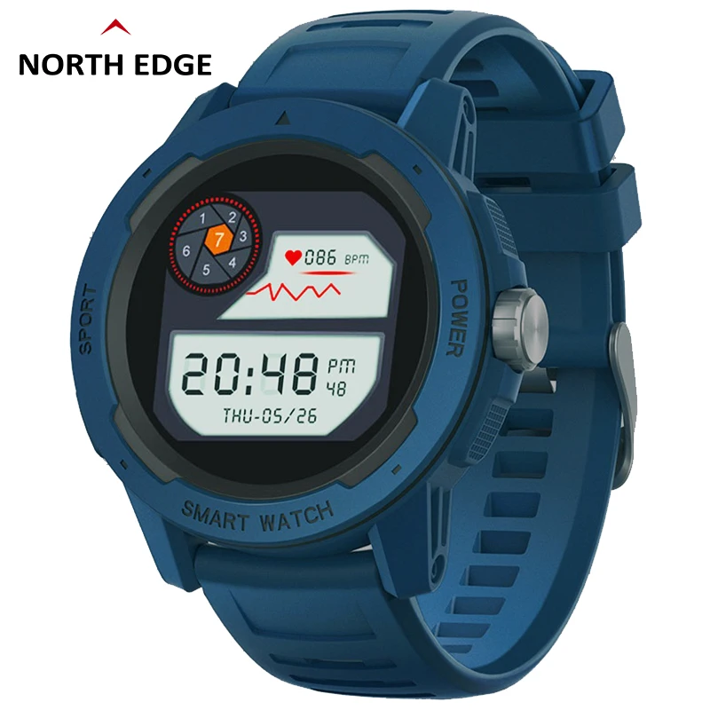 NORTH EDGE Men\'s Digital Watch Men Fashion Sports Watches Full Touch Screen Heart Rate Pedometer Stopwatch IP68 Waterproof Clock