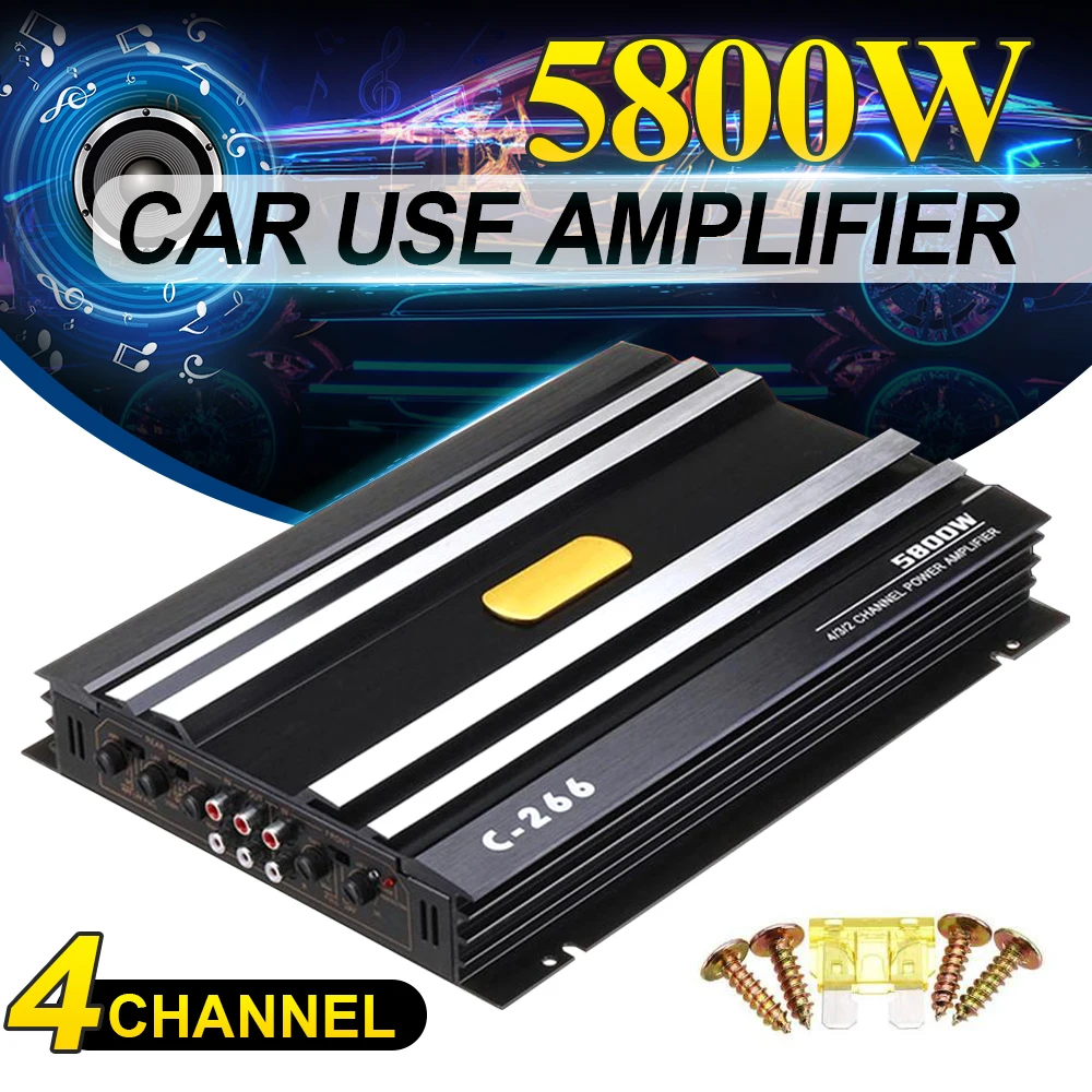 5800Watt Car Audio Power Amplifier 4 Channel Car Amplifer Auto Audio Amplifier for Cars Amplifier Subwoofer Car RMS Amplifier