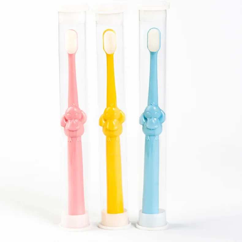 Baby Silicone Toothbrush Cartoon Handle Safety Suction Cup Toothbrush for Children Toddler Teeth Brush Dental Care 2-12 Years