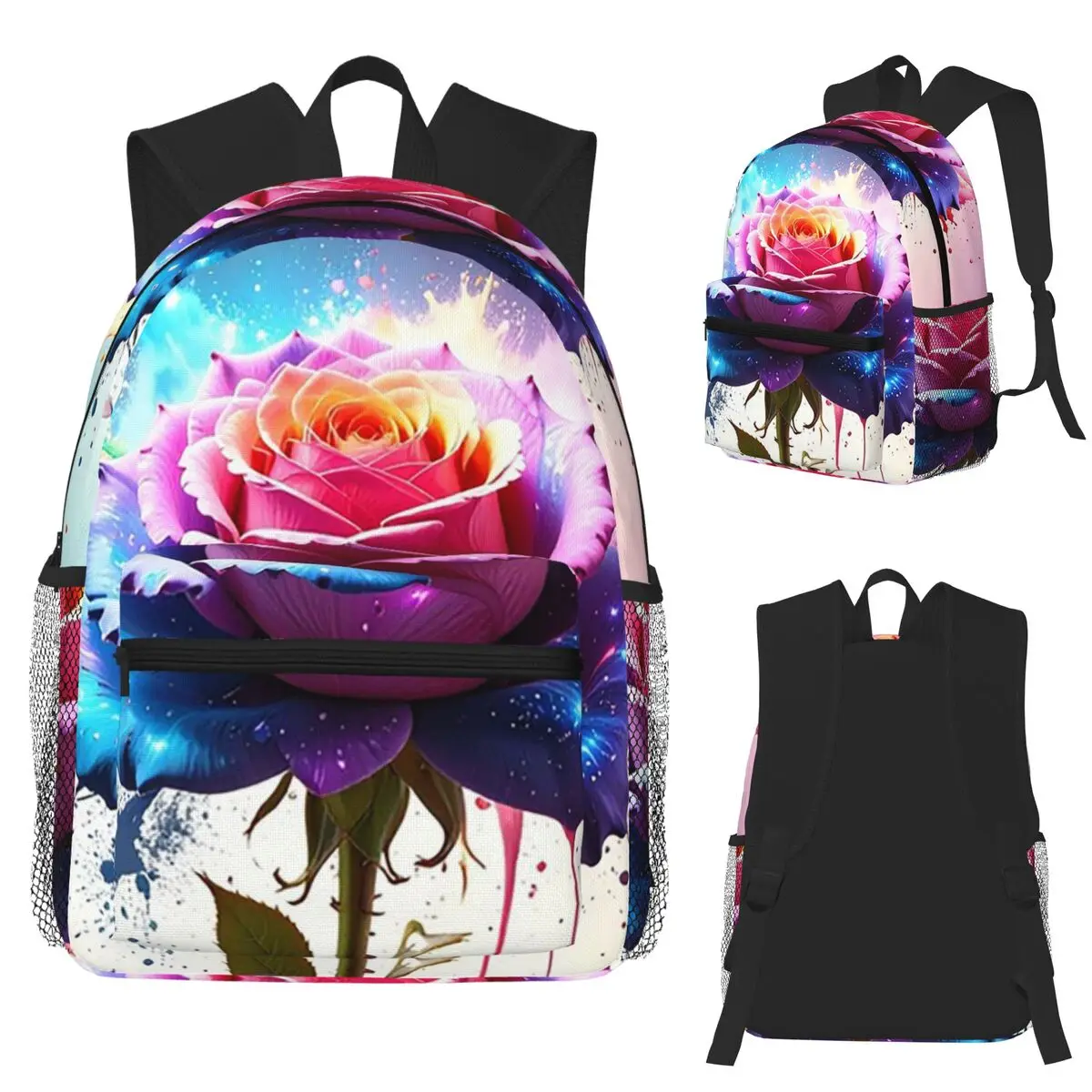 

Colorful Rose Art Student Backpack School Bag Hiking Travel Daypack for Boys Girls Fashion Bookbag Shoulder Bags