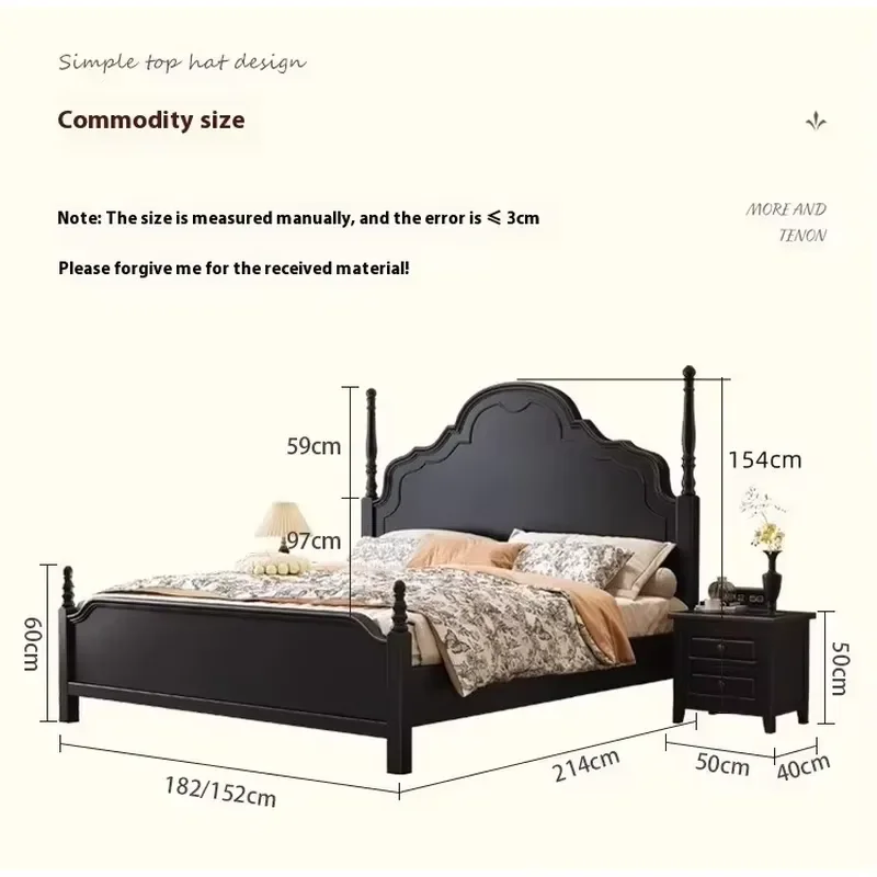 Modern Solid Oak Queen with Storage Black Timber Frame Bedroom Furniture Wall Bed
