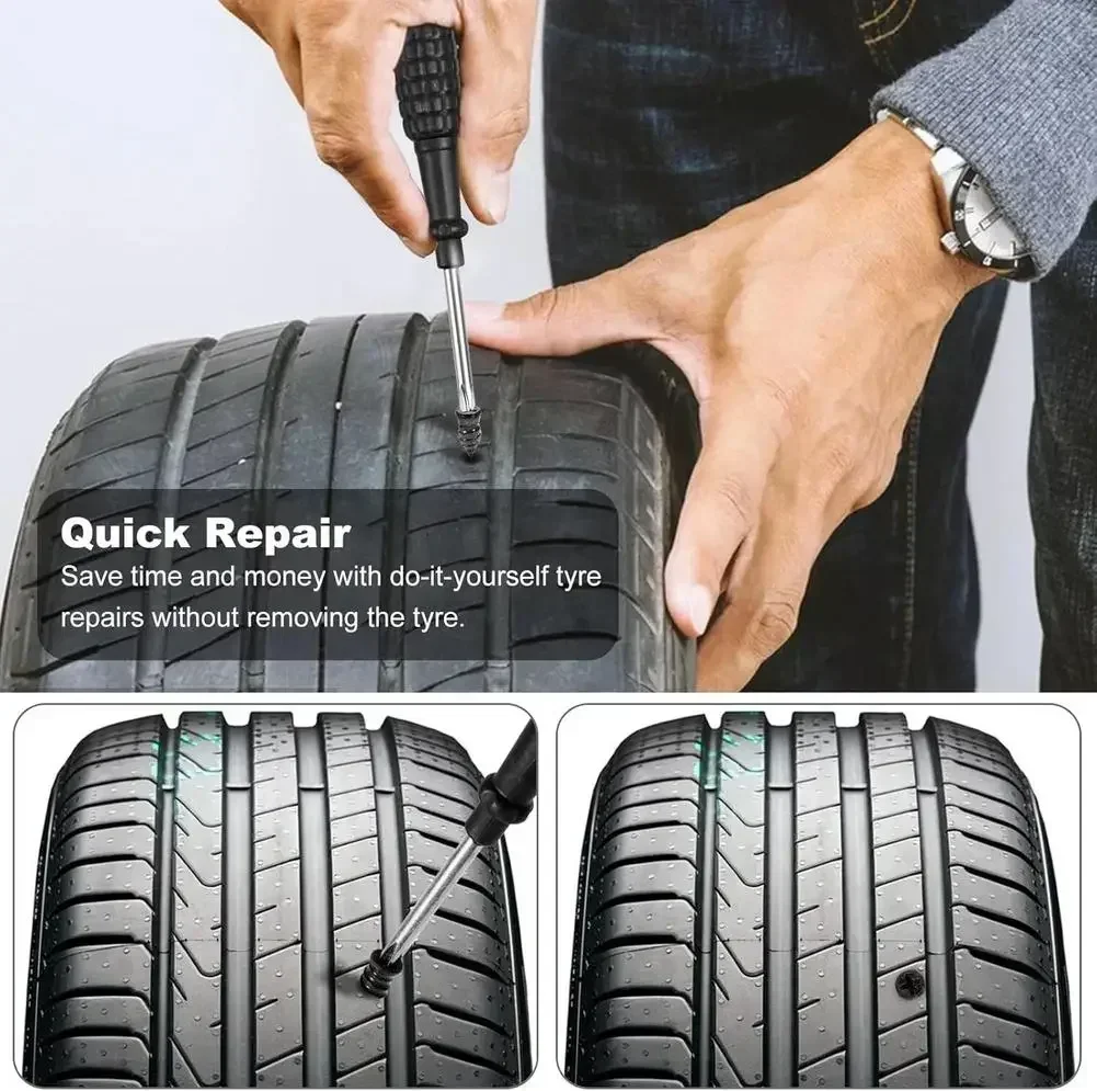 Puncture Repair Kit for Car Vacuum Tire Repair Screws, Quick Fix Self-Service Tire Repair Nails for Flat Tires With Screwdriver