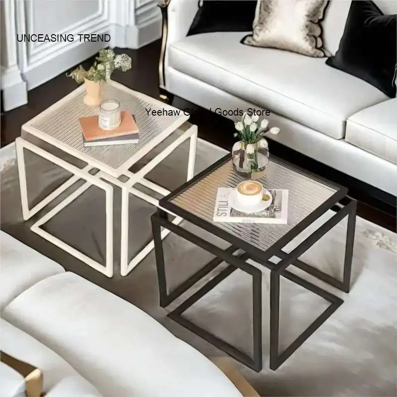 

Чайный столик для гостиной, бытовой чайный столик, светильник для маленькой квартиры, роскошный современный стеклянный и железный балкон, зона отдыха в спальне, новинка