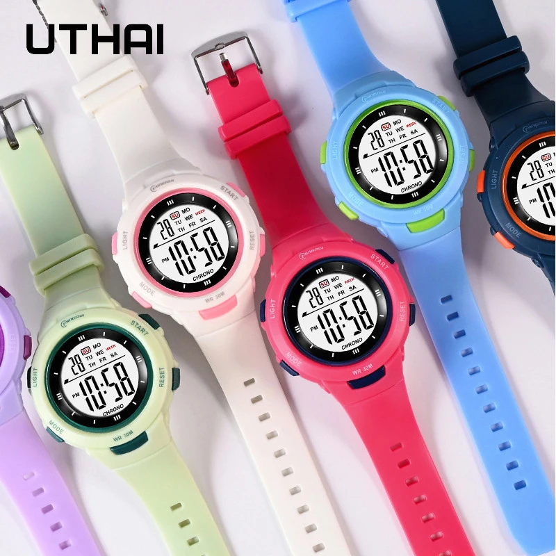 UTHAI CE49 Kids Watches Fashion Luminous Waterproof Alarm Clock Smart Watches Boys and Girls Student Electronic Wristwatch Gift