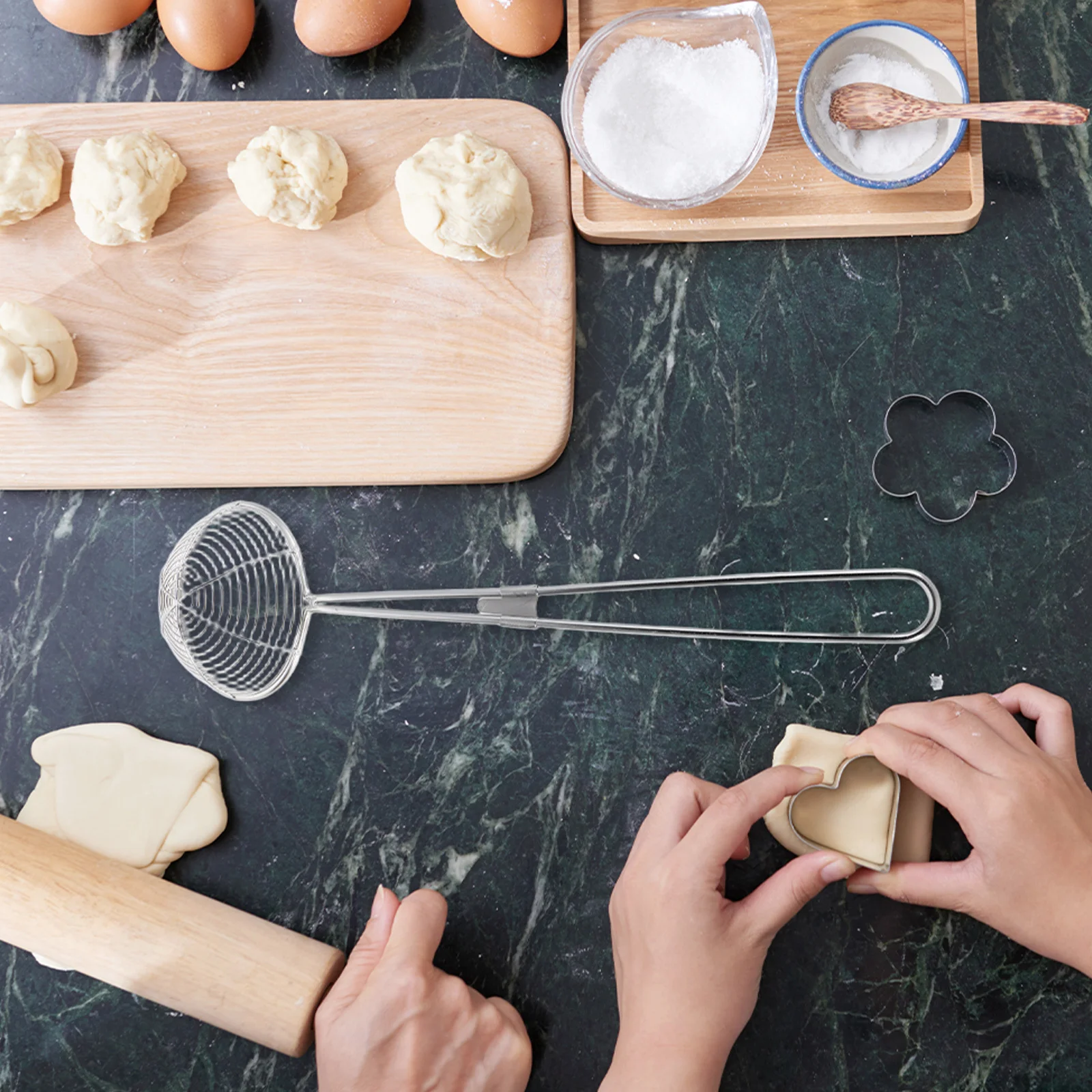 

Stainless Steel Strainer Ladle 7.5Cm Fine Mesh Scoop For Bubble Tea Pearls Jelly Fruits Oil Frying Cooking Kitchen