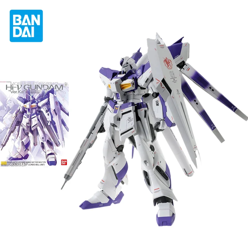 Bandai Original Gundam Model Kit Anime Figure MG RX-93-v2 Hi-v Gundam Ver.ka Action Figures Collectible Toys Gifts for Kids