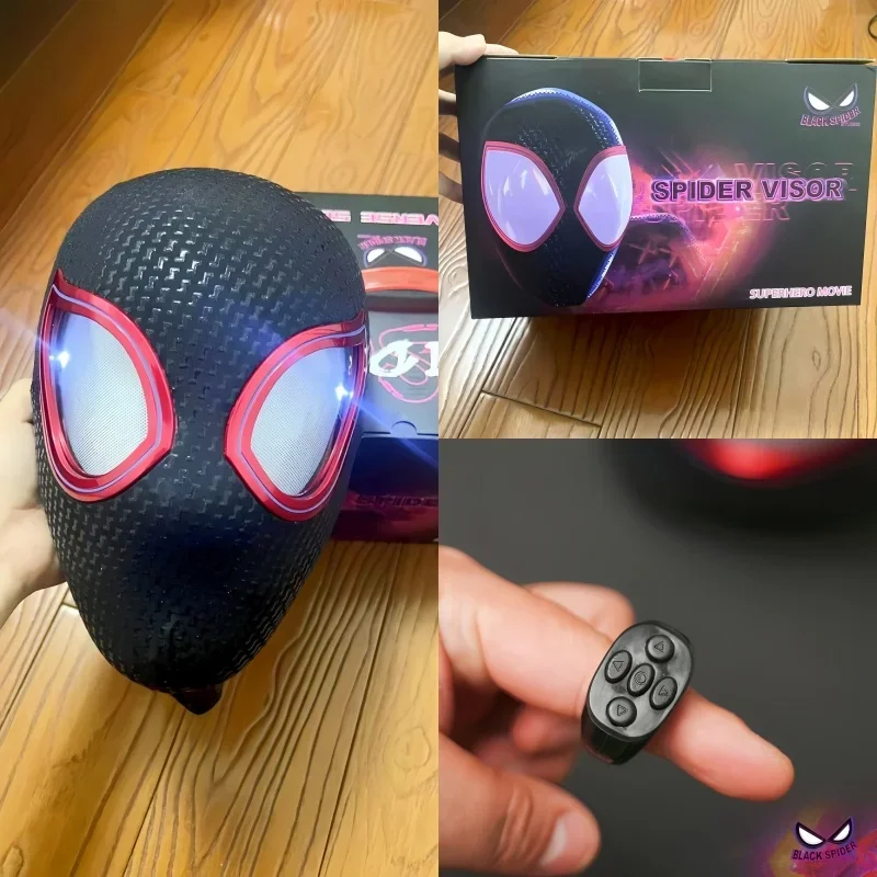 

New Mascara Miles Spiderman Headgear Cosplay Moving Eyes Electronic Mask Spider Man 1:1 Remote Control For Adults Kids Gift Toys