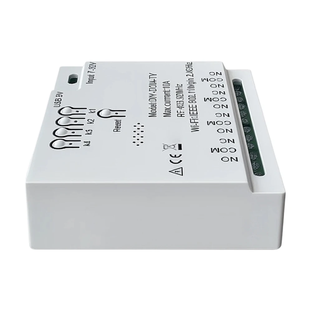 Intelligent 4 Way Switch for Tuya App with Wireless Connectivity IEEE 802.11b g n and RF 433MHz for 12V 24V 220V Loads