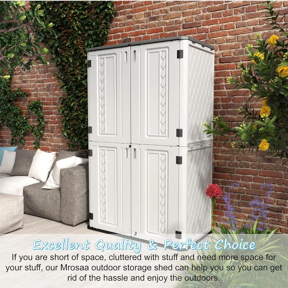 Vertical Resin Storage Shed, 52 Cubic Feet Outdoor Storage Cabinet Waterproof 29