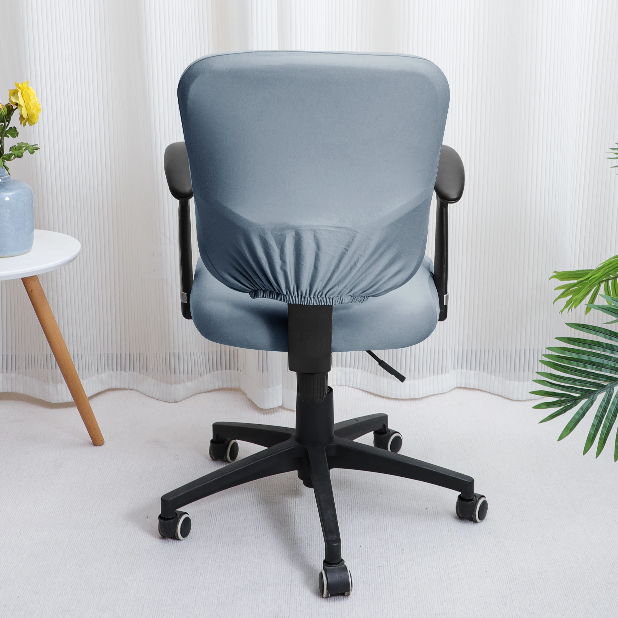 Elastic Stretch Universal Computer Armchair Chair Covers Solid Color Chair Protector(Seat cover + Backrest cover) Washable