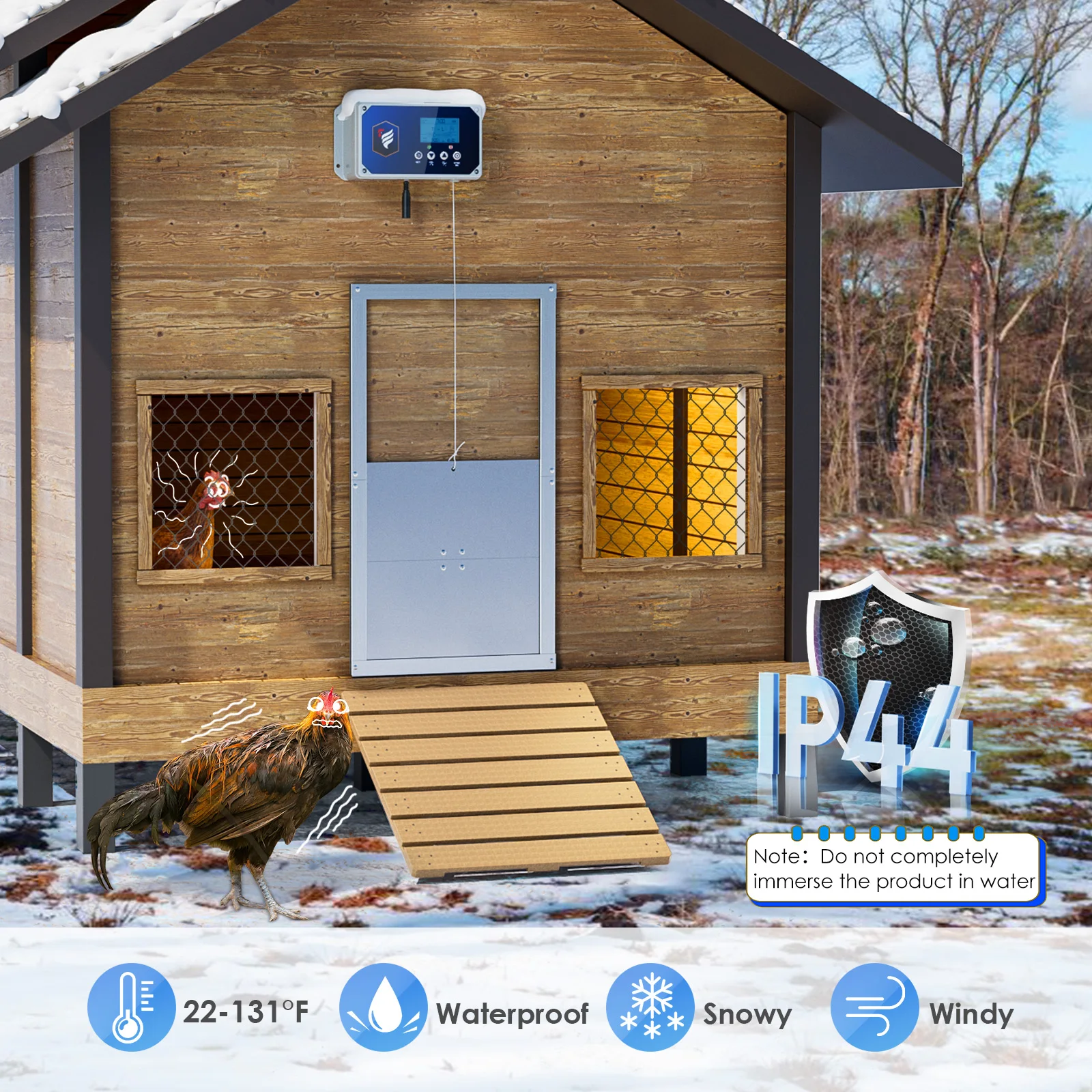 Automatic chicken coop door, latest style waterproof,with light&battery sensor,automatic chicken coop door remote control to 40M