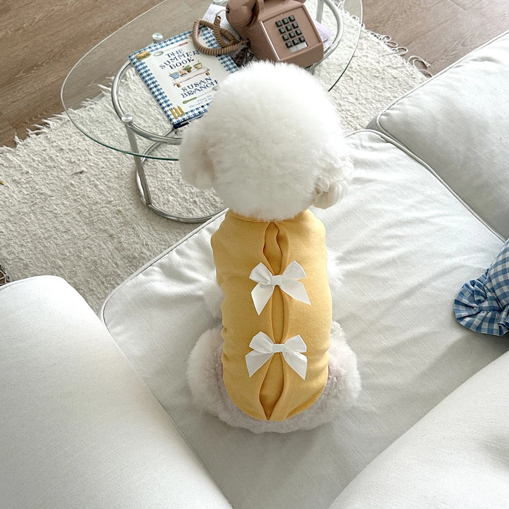 Abrigo con capucha y lazo para perro pequeño y gato – Ropa cálida - imagen 3