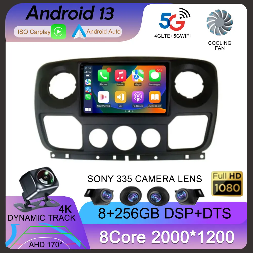 

Android 13 Car Radio Multimedia Player For Renault Master Nissan NV400 Opel Movano 2010 - 2021 Navigation GPS WIFI Auto Carplay