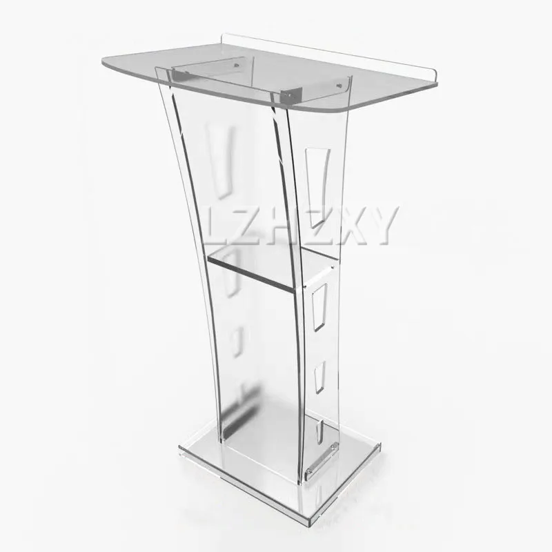 

Led Arc Acrylic Podium Church Pulpit Modern Rostrum Award Reception Platform Speaker Bracket Clean Transparent Plexiglass