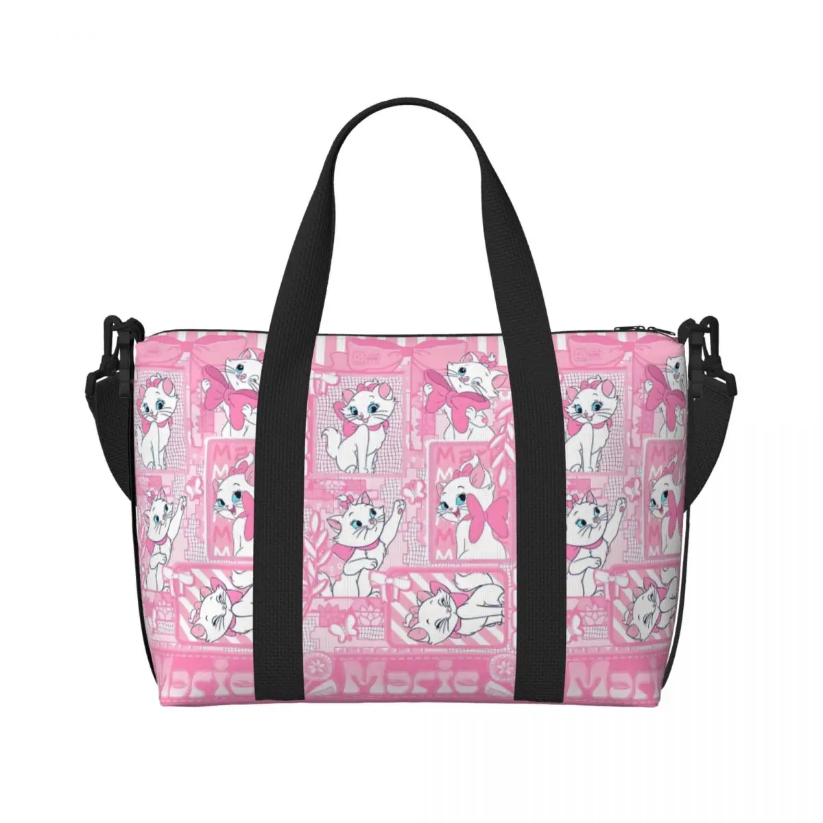 

Custom Marie Cat Groceries Tote Shopping Bags Women Large Capacity Animation Beach Gym Travel Bags