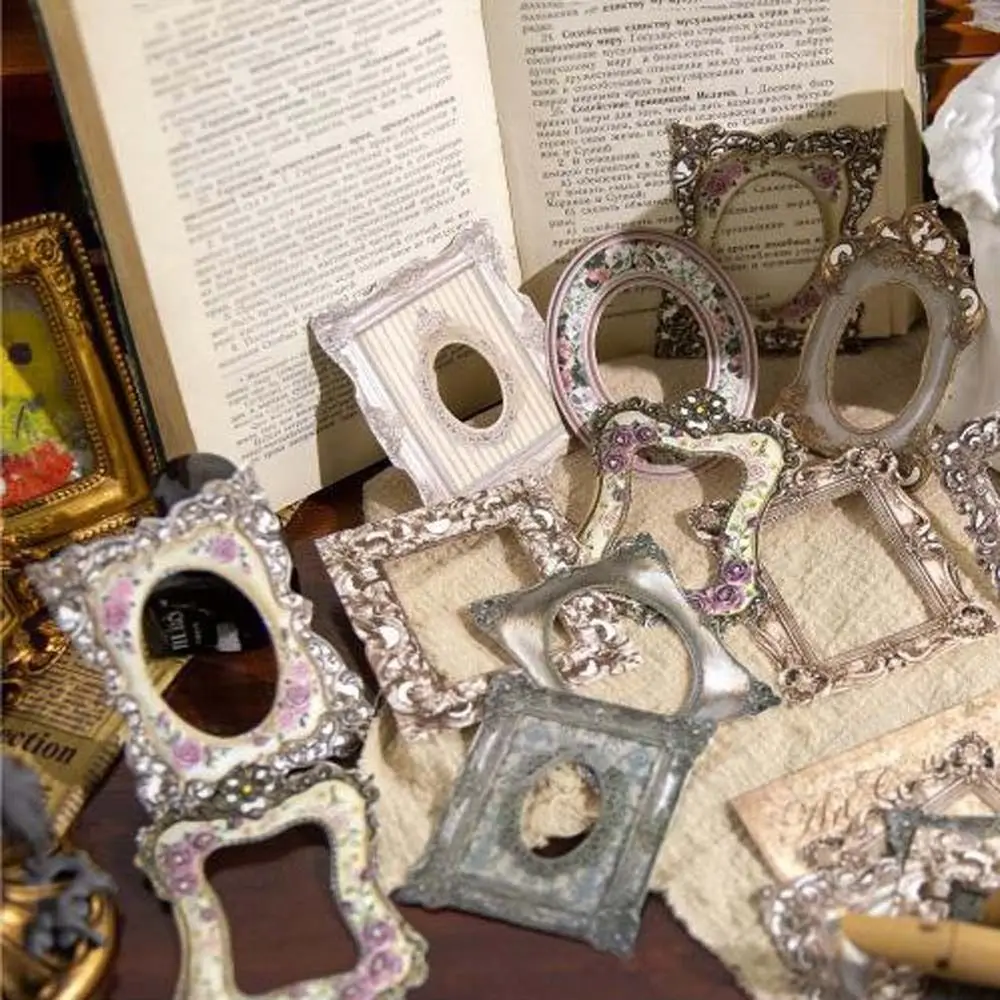 Flower Decorative Cards Retro Picture Frame Stickers Cutout Frame Decor Handcrafts DIY Tools Hand Book Decoration DIY Photo Book