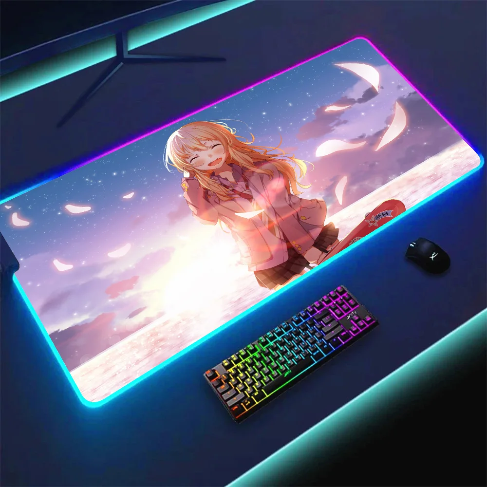 Your Lie in April teclado rgb Mouse Pad Mousepad Rgb Mouse Pad Gaming Backlight Pc Accessories Gamer Keyboard Backlit Mat Desk