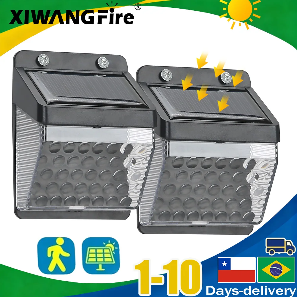 XIWANGFIRE LED Solar Light PIR Motion Sensor Wall Light Outdoor Solar Lamp Waterproof Solar Sunlight Street Lamp Garden Decor