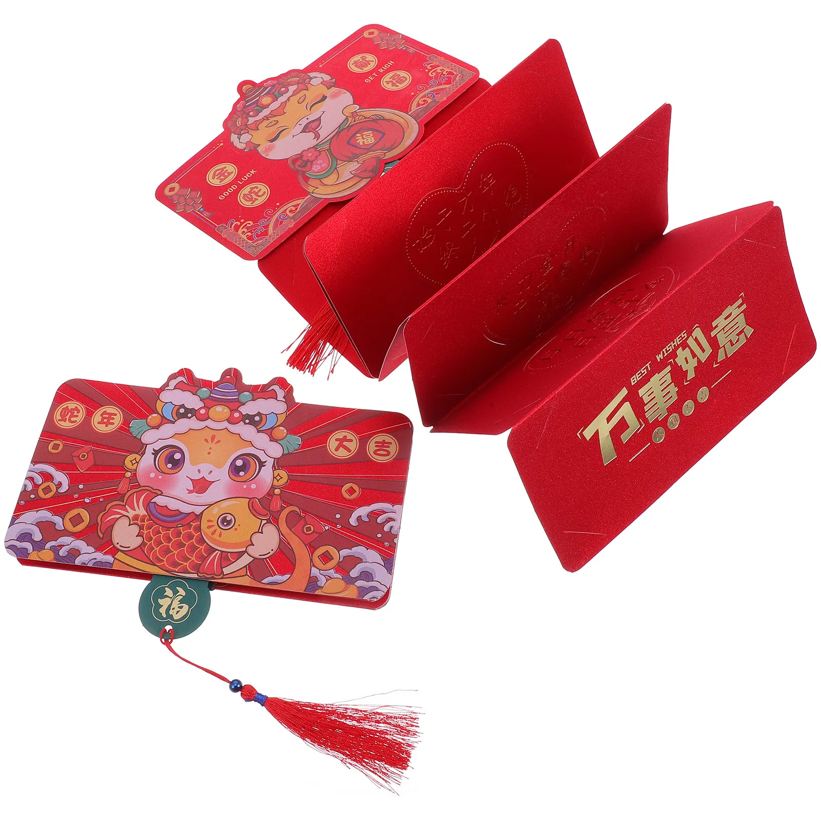 

2Pcs Year of The Snake Red Envelopes 2025 Lunar New Year Money Holders Chinese Spring Festival Cash Envelopes Decorative Lucky