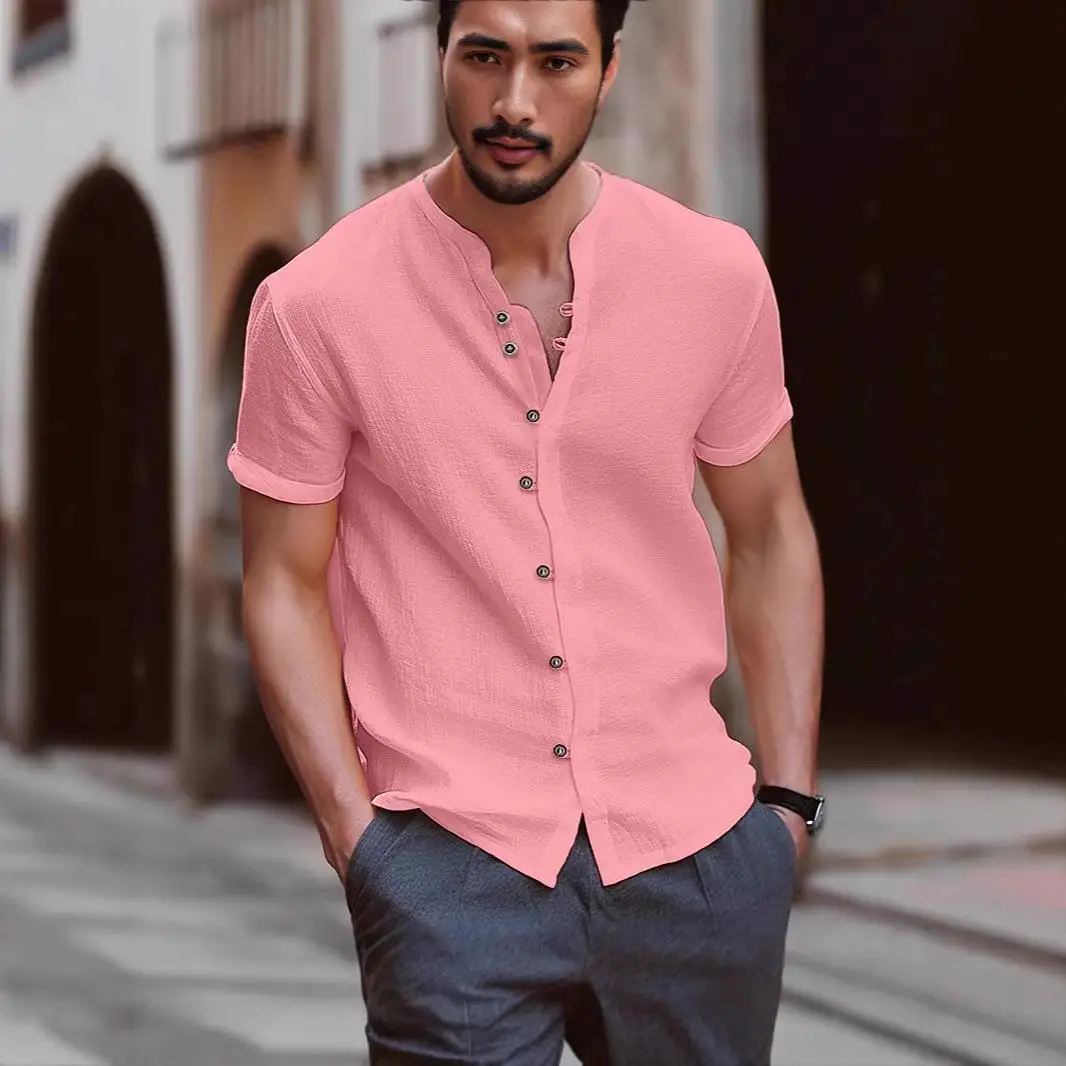 

Men's Cotton Linen Short Sleeve Shirt Casual Style Deformation Resistant Easy Care Process Other Material100% Other Classific...