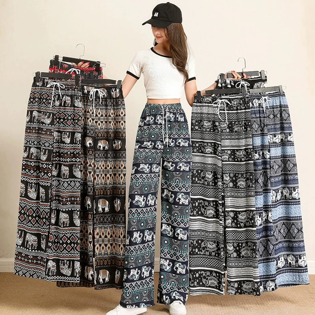 Thai Elephant Wide Leg Pants Women's Summer Thin, High Waist, Sagging, Straight Tube, Loose Casual Pants, Floor Pants