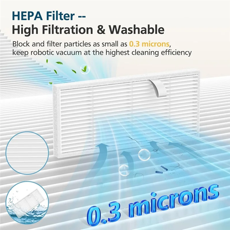 ABKR-20PCS فرشاة جانبية فرشاة رئيسية فلتر Hepa كيس لجميع الغبار لاستبدال مرفقات المكنسة الكهربائية Eufy C10