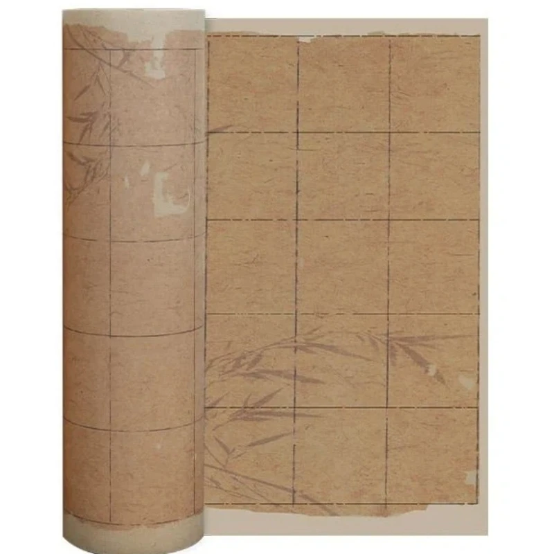 Sumi Art Rubbing Micro Spray Xuan Paper Vintage Bamboo Pattern Grid Scroll Half Ripe Rice Paper Brush Calligraphy Copy Practice