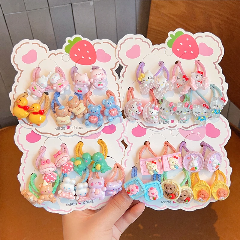 10 Pcs/set New Children Colors Cartoon Animal Cute Elastic Hair Bands Baby Girls Scrunchies Rubber Bands Kids Hair Accessories