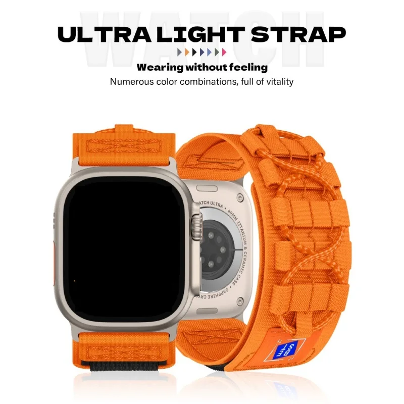 Tactical Rail Braid Nylon Strap For Apple Watch Ultra Band 2 49mm 45mm 44mm 42mm Sport Loop Band iWatch 10 46mm 42mm 38 40 41mm