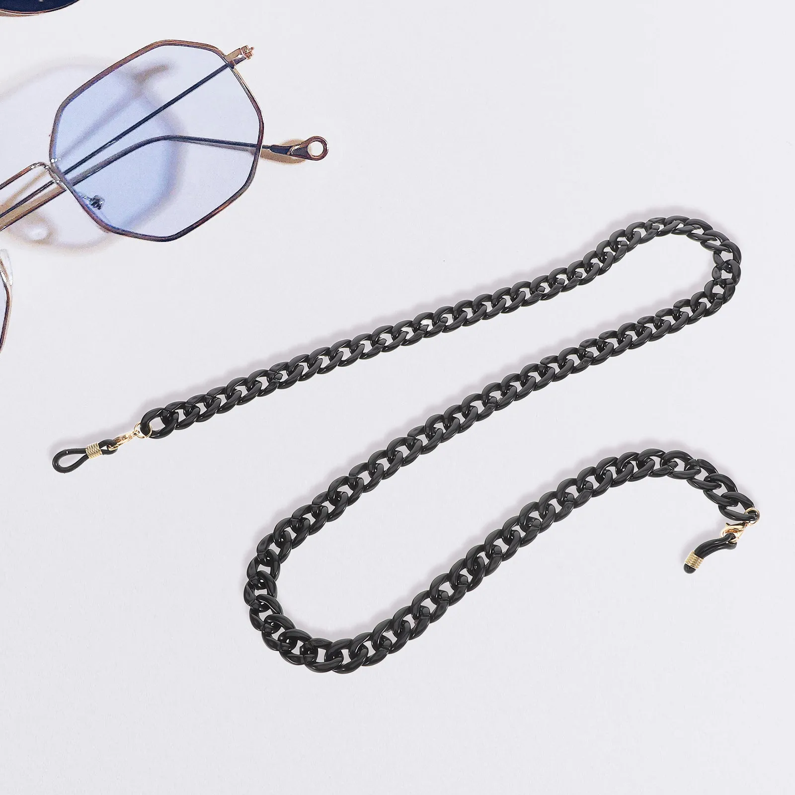 

1Pcs Black Acrylic Anti-Lost Glasses Chain Non-Slip Hanging Rope Multi-Purpose Mask Eyeglasses Strap Acrylic Mask Chain