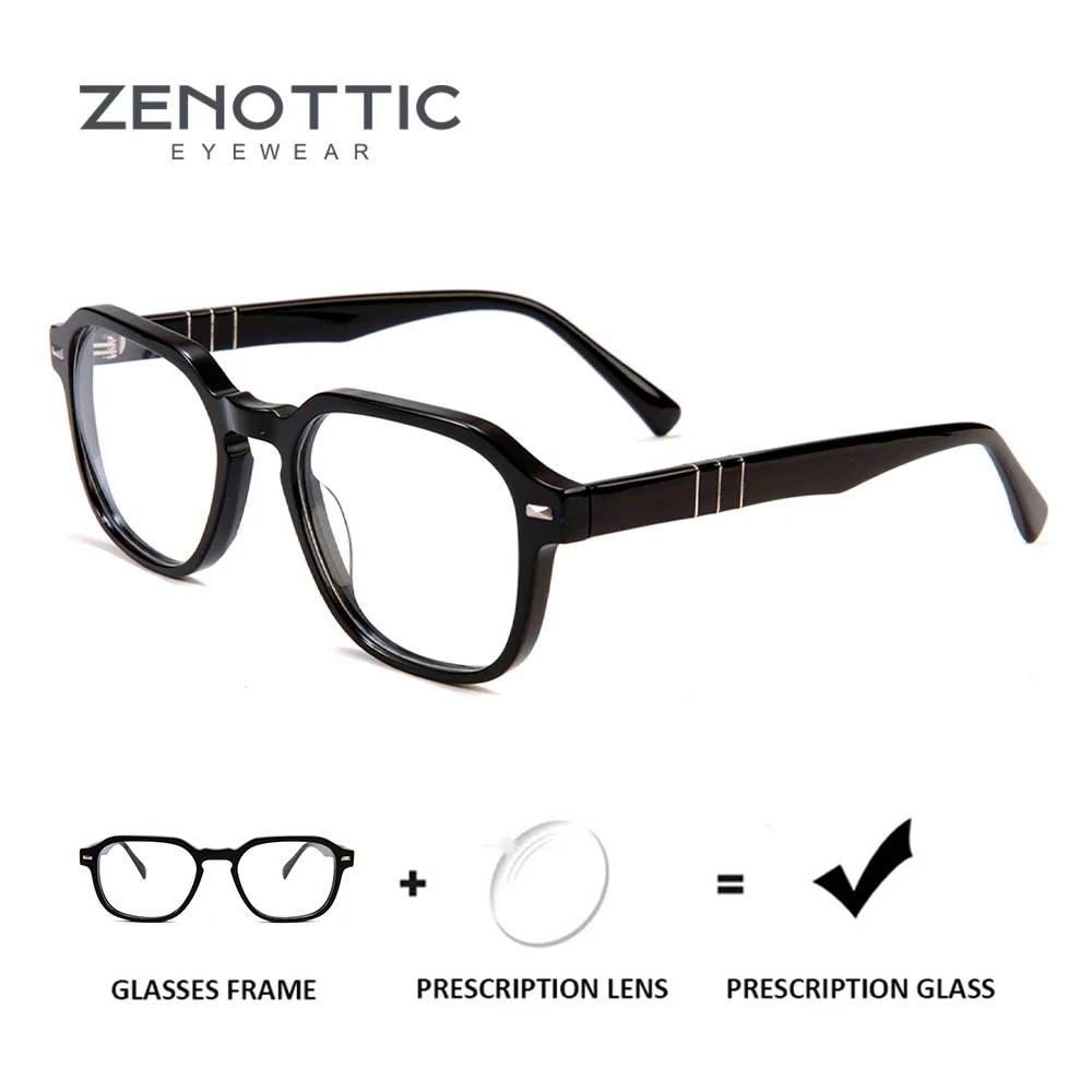 

ZENOTTIC Trend Acetate Polygon Prescription Glasses For Unisex Anti Blue Light Progressive/Photochromic Optical Eyeglasses