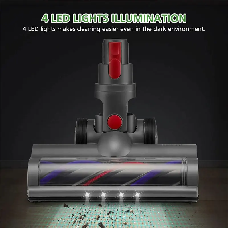 Roller Borstelkop Vervanging voor Dyson V7 V8 V10 V11 V15 Draadloze Stofzuiger Quick-Release Motorhead met LED Koplamp