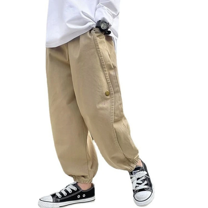 

2026 Boys‘ Spring Cargo Pants for Students, Casual Long Trousers for Big Kids, Trendy Utility Bottoms New Arrival