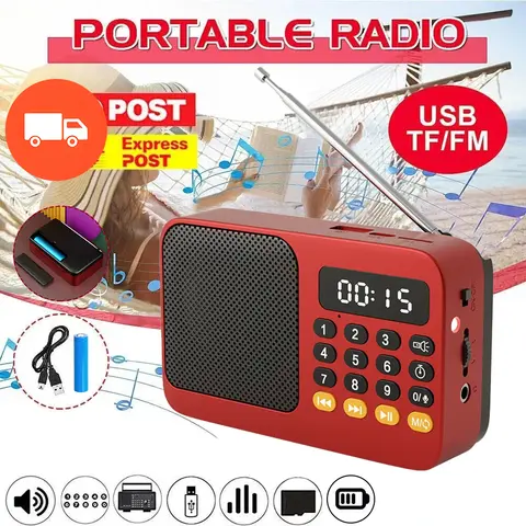 Radio FM portable, haut-parleur Bluetooth 5.0, lecteur MP3 avec carte TF, clé USB, enregistrement à une touche, prise casque 3,5 mm, lecteur audio extérieur
