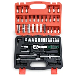 53 Pieces Drive Socket Set with 72 Tooth Reversible Ratchet sleeve(4-14mm),Equipped with a ratchet wrench and connecting rod