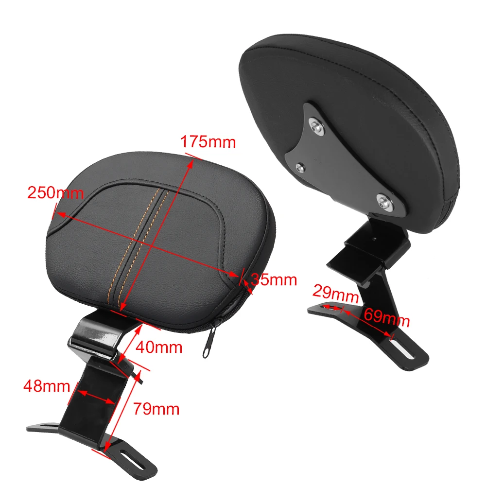 Motorcycle Black PU Leather Front Driver Rider Backrest Pad For Harley Touring CVO Electra Street Glide Road King 09-22