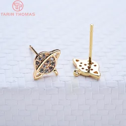 (2220)4PCS 9.3*7.5mm 24K Gold Color Brass with Zircon surround Planet Stud Earrings High Quality Diy Jewelry Findings Accessorie