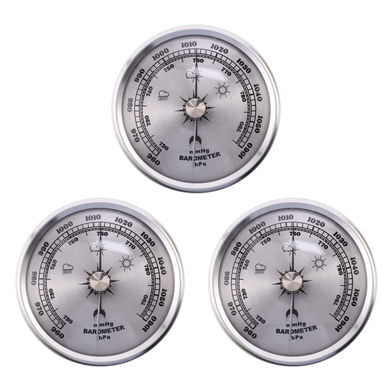 

3X For Home Pressure Gauge Weather Station Metal Wall Hanging Barometer Atmospheric Multifunction Thermometer Hygrometer Promoti