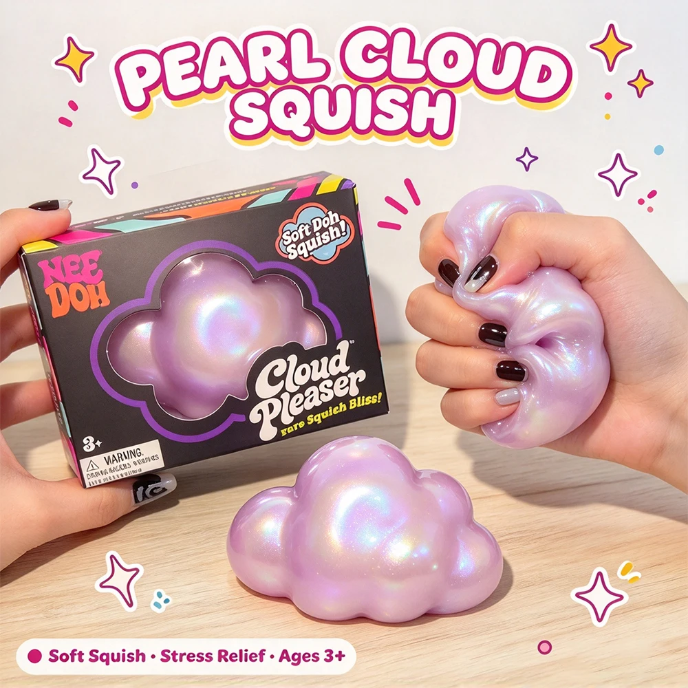 @NEEDOH Soft Cloud Squishy Stress Ball – Velvet-Touch Pearl Squeeze Toy, Non-Sticky Slow Rising Fidget for Anxiety & Focus
