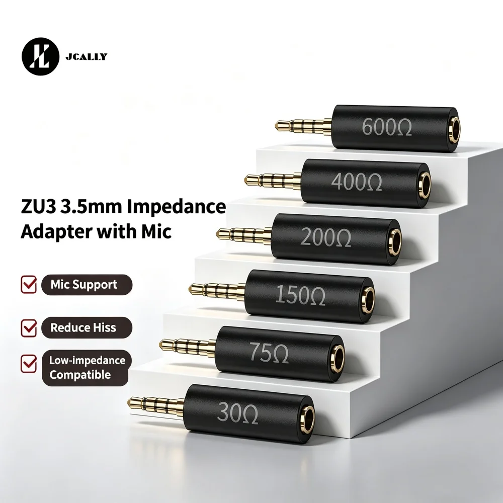 JCALLY ZU3 3.5mm Impedance Adapter With Mic 75 150 200 400 600 ohm