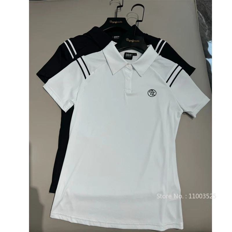 PL 2025 New Summer Women Breathable Polo Golf Shirt Quality Collar Polo T-shirt Ladies Quick-Dry Casual Golf Top Anti-sweat