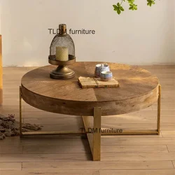 Nordic Solid Wood Coffee Tables Café Furniture Round Table Simple Retro Creative Multi-functional Household Balcony Tea Table