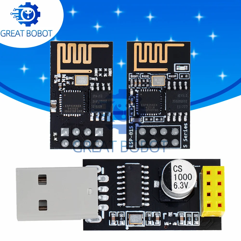 BS ESP-01 CH340G Programmer Adapter, USB UART GPIO ESP8266 WiFi Serial Development Module