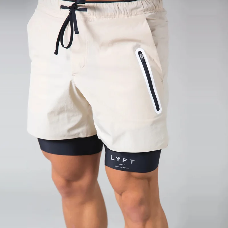 Sommer Herren Sport Freizeit schnell trocknende Basketball lose Multi-Pocket-Doppelschicht-Fitness-Shorts