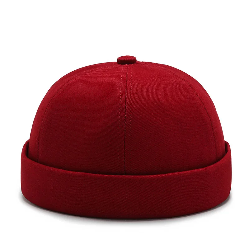 Vintage Men\'s Summer Cotton Brimless Skullies Cap Solid Color Street Portable Docker Hats Multipurpose Beanie Hat Hip Hop Hats