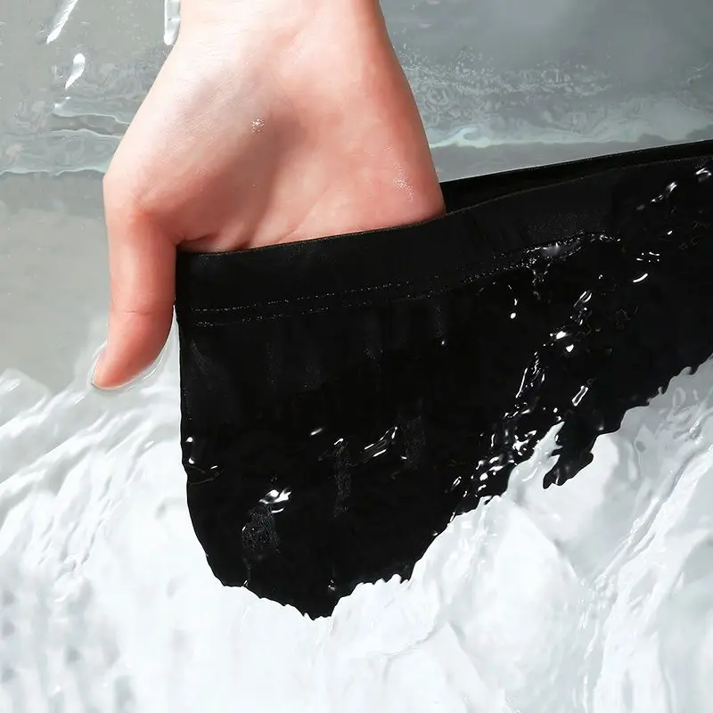 冷却シルク男性下着夏通気性軽量セクシーな速乾性プラスサイズ 4XL 5XL ブリーフ冷却シルクブリーフ