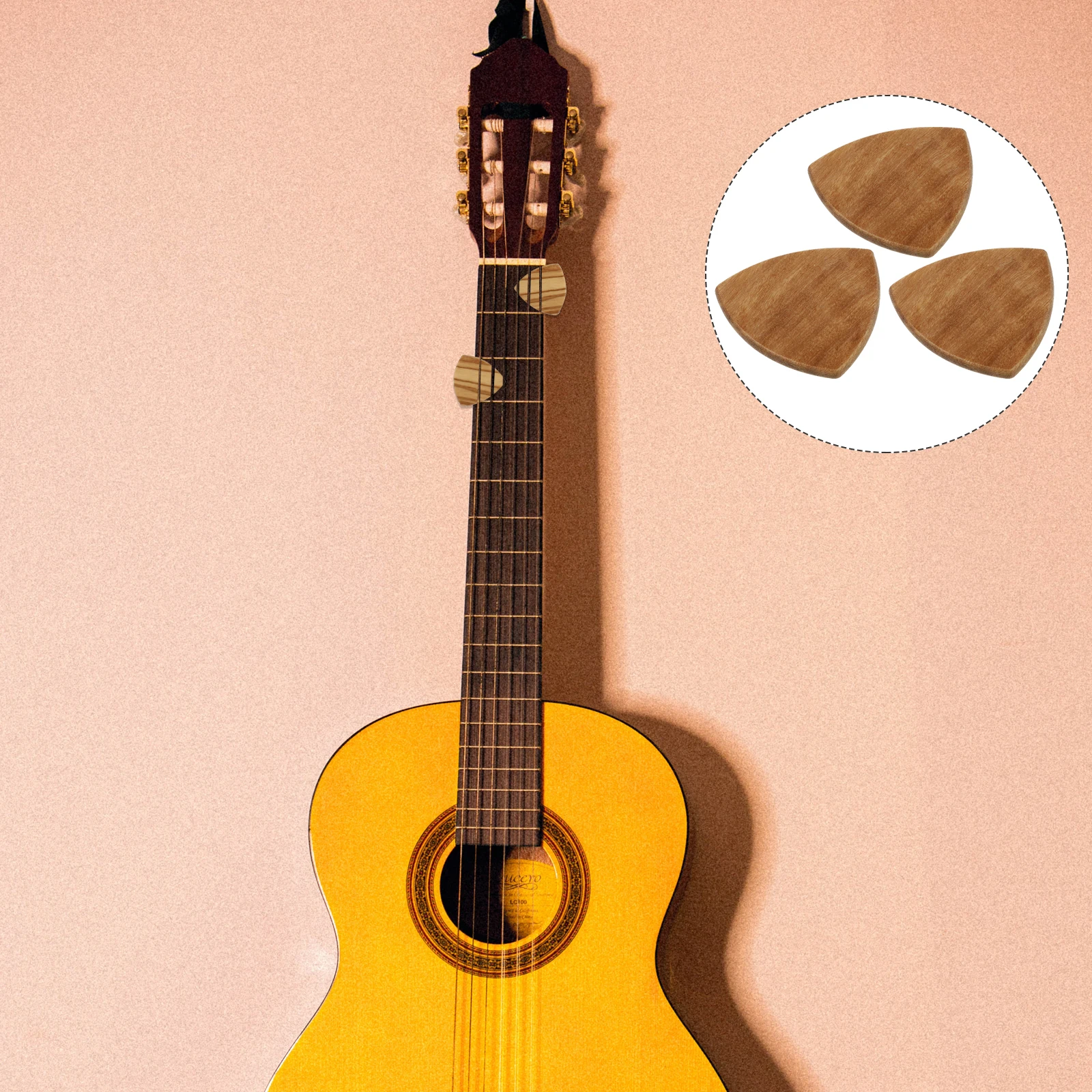 

3 Pcs Guitar Pick Acoustic Natural Wood Shaped Classical Cool Picks Solid for Guitars