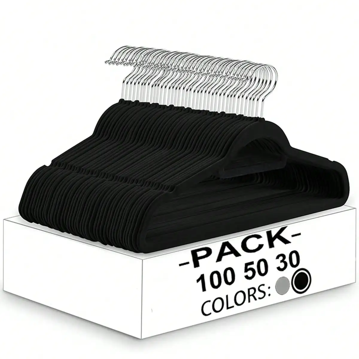 Velvet Hangers 100/50/30 Pack, Non Slip Clothes Felt Hanger Heavy Duty For Coat, Premium Slim Space Saving Suit Hangers For Closet Organizer, 360° Rotating Silver Hook sh251212155077844432007