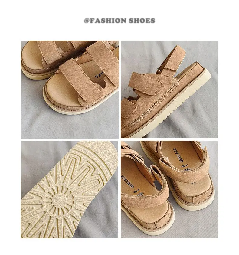 2024 Men Cowhide Non-Stuffy Feet Fashion Sandals Summer New Couple Thick Bottom Increased Super Soft Outdoor Slippers Women