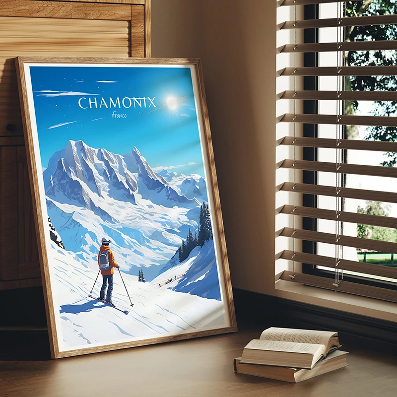 Travel Poster USA Switzerland Aspen Ski St. Moritz Ski Canvas printing For Home Living Room wall art decoration hanging painting